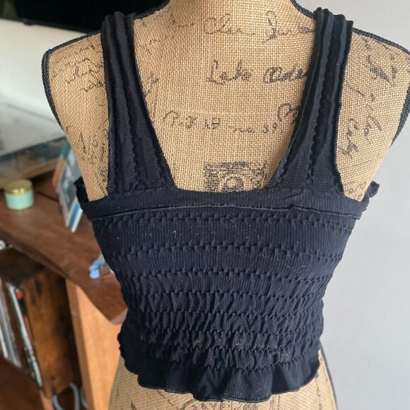Anthropologie • The Regan Black Seamless Smocked Square-Neck Tank - Picture 16 of 16